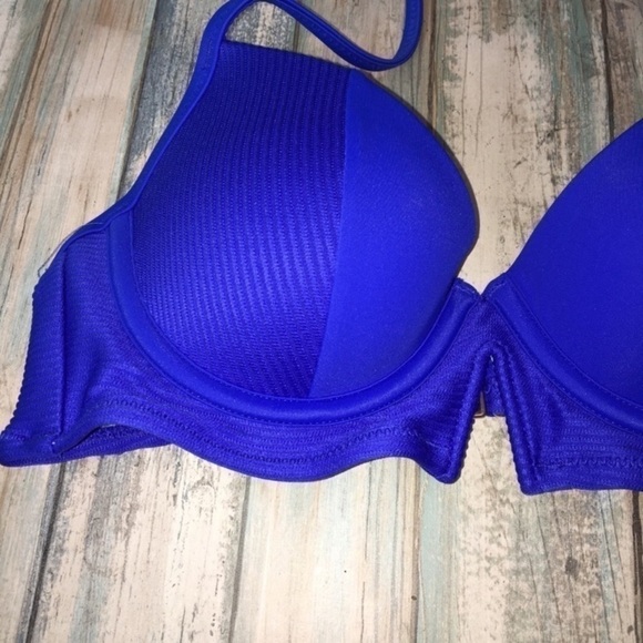 NWT Shade & Shore Cabana Blue Push Up Bikini Top - Picture 3 of 8